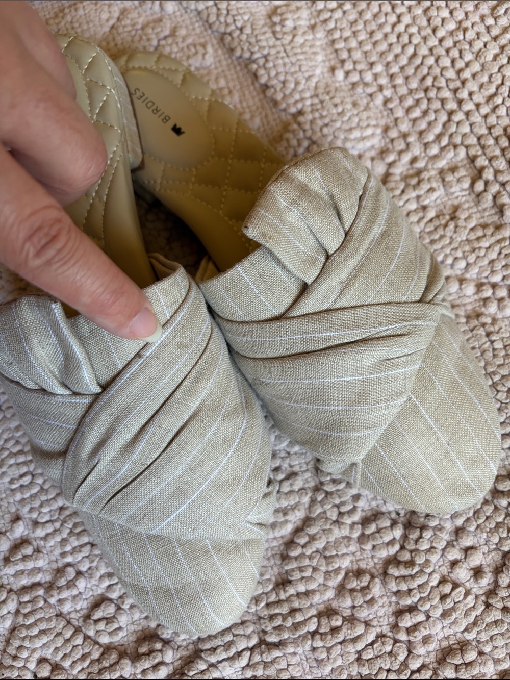 Birdies The Songbird Linen Stripe Mule Slides Natural Stripe Size 7.5 - Picture 7 of 11